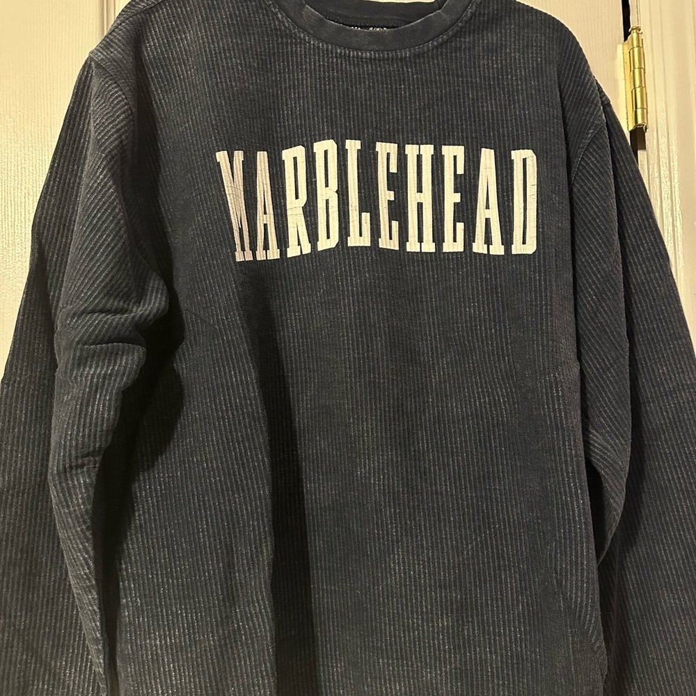Marblehead, MA Navy Corded Crewneck Sweatshirt Size Large